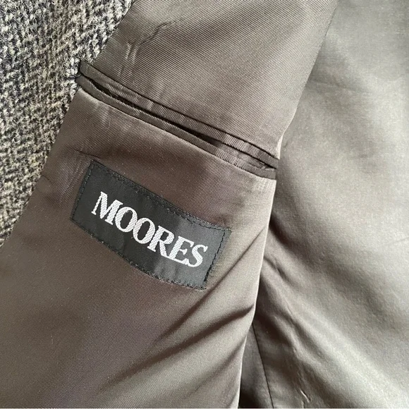 Vintage Harris Tweed Jacket Wool Tweed Grey Herringbone Blazer 42 Long/Tall - Picture 9 of 14